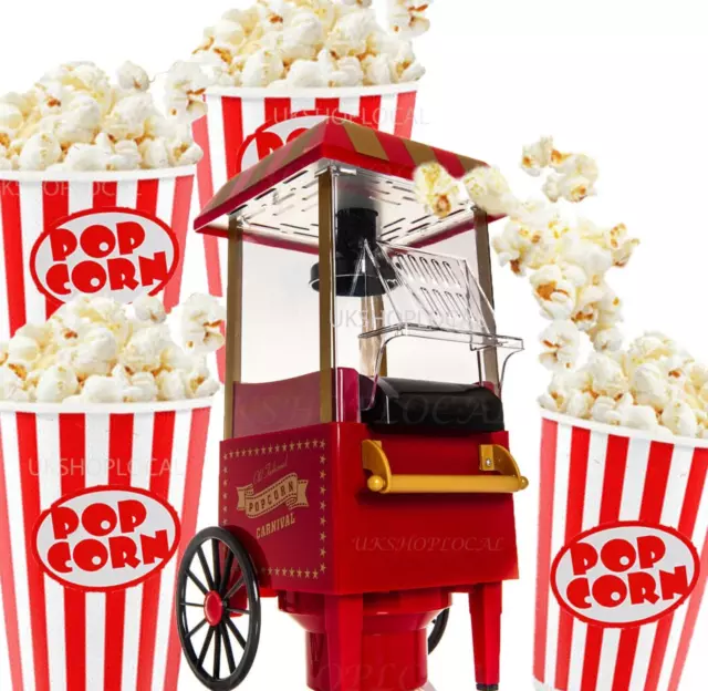 Fat-Free Hot Air Carnival Popcorn Maker Popper Machine Retro 30's Style Healthy