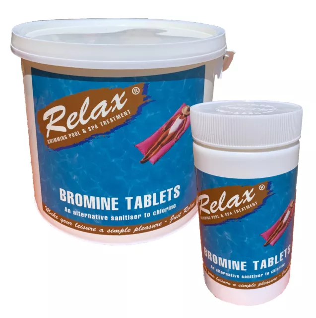 Relax Quality Bromine Tablets Slow Dissolving Hot Tub Swimming Pool Tubs 1kg 5kg