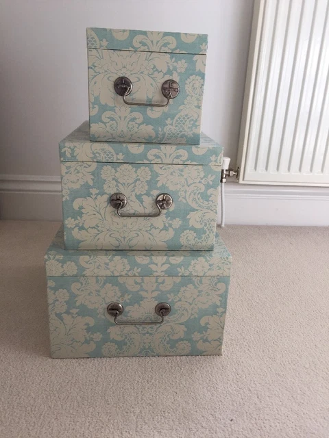 SET OF 3 Laura Ashley Storage Boxes Duck Egg Blue £10.50 - PicClick UK