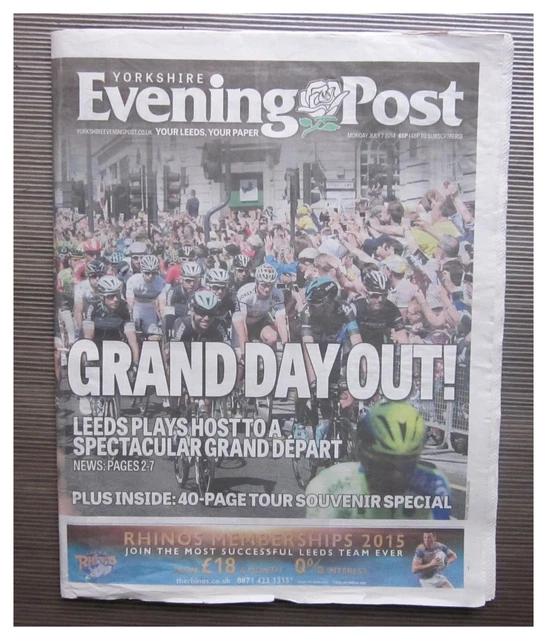 Tour De France Memorabilia, Yorkshire Serale Post, Lunedì 7 Luglio 2014, Ciclismo