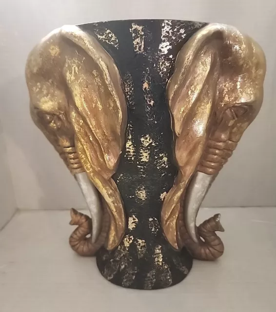 Elephant Vase Ebony And Gold