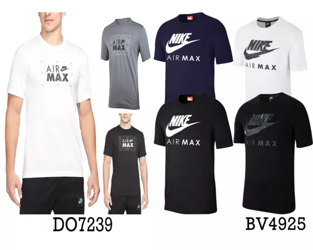 NIKE AIR MAX Mens T Shirt Short Sleeve Crew Neck Regular Fit Casual Cotton Tee