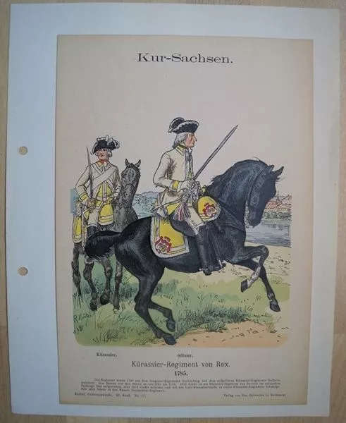 Militaria. Kur-Sachsen. Kürassier-Regiment von Rex. 1785 Knötel, Richard: