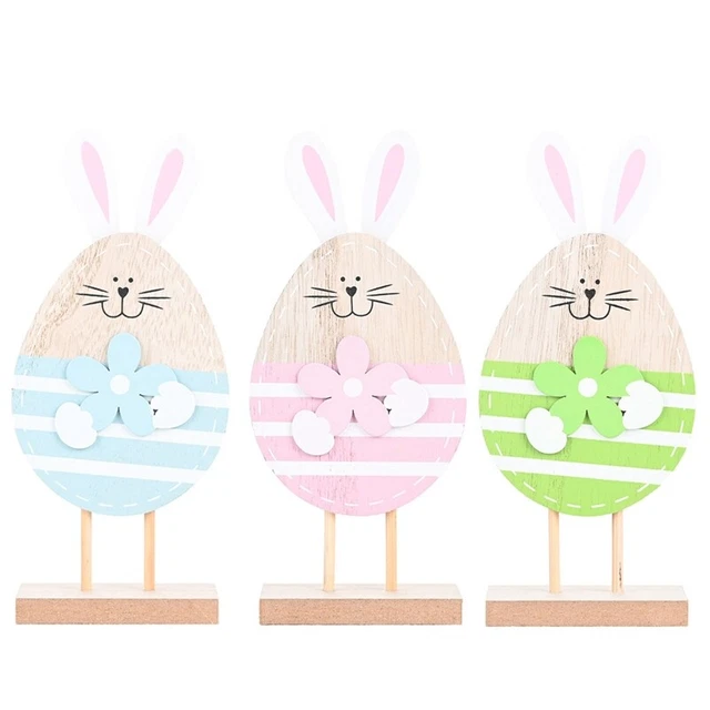 Easter Shaped Rabbit Wooden Sign Tabletop Decoration Party Supplies