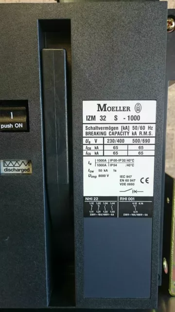 Eaton Moeller IZM 32 S 1000 Air Circuit Breaker ACB Current Breaker 1000 Amp 2