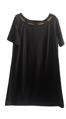 AA STUDIO Women's Black Shift Dress With Gold Accents SIze  16W