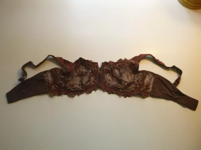 LUNAIRE 36DD UNDERWIRED Bra in Brown with Lace and Embroidery accents.  $21.99 - PicClick