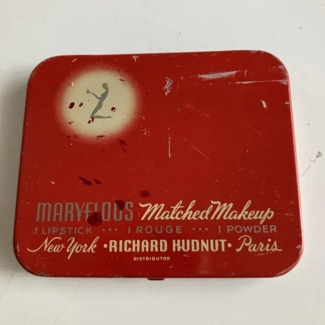 Vintage Richard Hudnut Marvelous Matched MakeUp Tin And Compacts