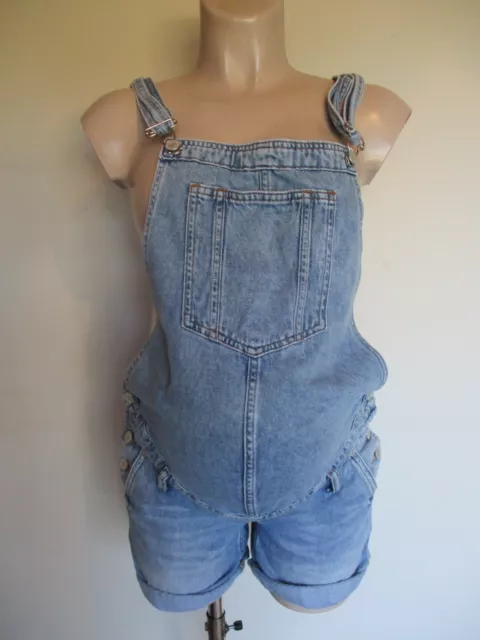 H&M Mama Maternity Blue Denim Jeans Dungarees Shorts Size 10