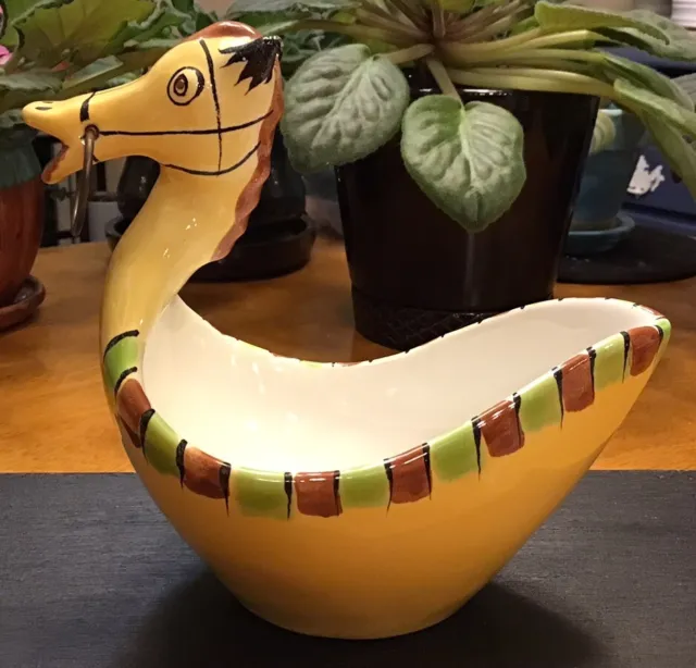 Vtg Italian Bitossi Pottery Horse Yellow Mid Century Raymor Londi Bowl Dish