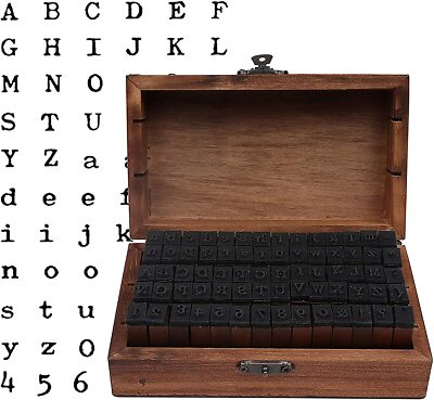 VCRANONR 36 Pz Set di Timbri di Lettere dell'Alfabeto Francobolli con Simboli di Lettere e Numeri Alfabeto e Numeri Timbri Stampini Legno Lettere con Scatola di Immagazzinaggio per Artigianato Carte 