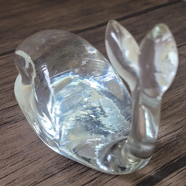 Vintage Art Decorative Collectable Glass Whale Paperweight Great Clear 5" Figure
