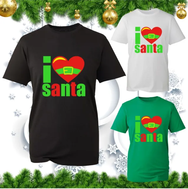 I Love Santa Merry Christmas T-Shirt Festive Xmas Santa Lover Winter Unisex Top