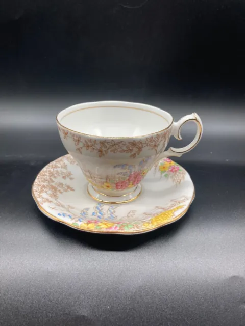 Bell China 1936-1945 MEMORIES Tea Cup Saucer Fine Bone China
