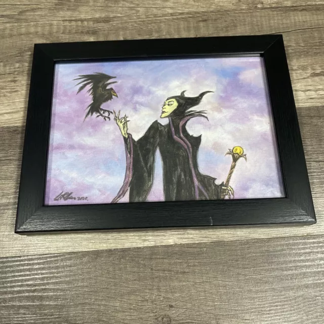 Canvas Painting Maleficent and Diablo by Li Shan 5x7 in Frame 2020