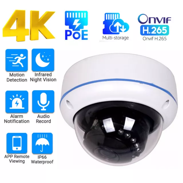 8MP PoE Überwachungskamera 3.6mm IP Dome Netzwerk Kamera Nachtsicht H.265