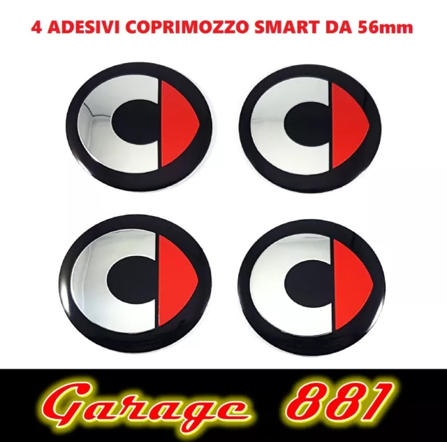 ADESIVI COPRIMOZZO SMART DIAMETRO 56 mm PER BORCHIE CERCHI IN LEGA 4 pezzi