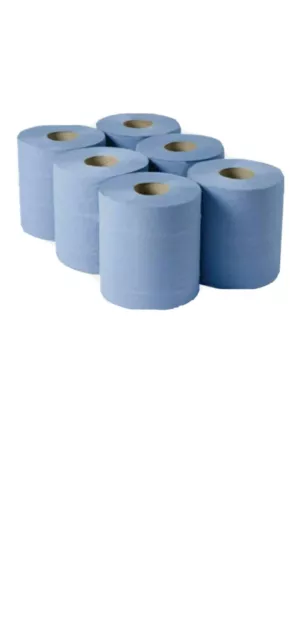Centre Feed Rolls 2ply Embossed Kitchen Paper Towel Blue/White Rolls pack of 6