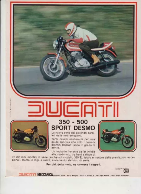 advertising Pubblicità MOTO DUCATI 350/500 DESMO 77-MAXIMOTO MOTOITALIANE EPOCA