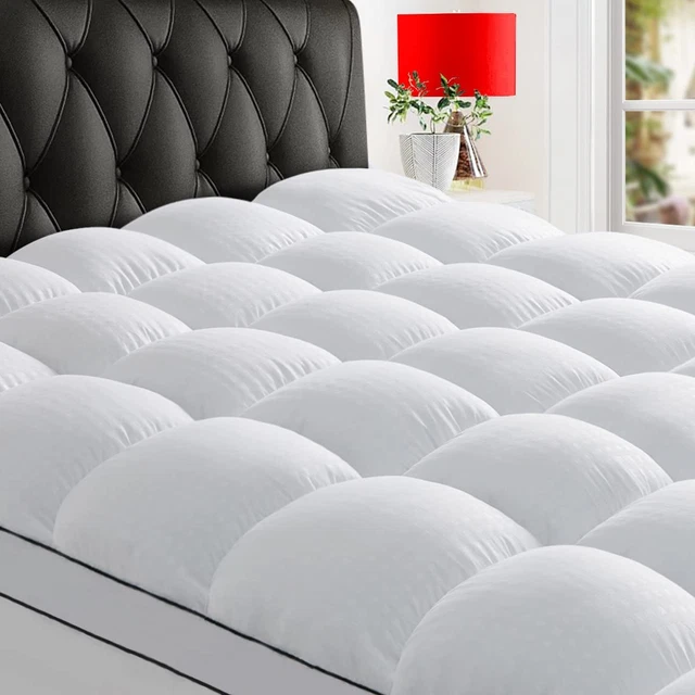 EXTRA THICK COOLING Mattress Topper Pad Cover Overfilled Pillow Top