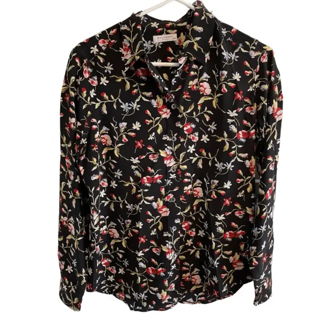 Equipment Femme Button Up Womens XS Shirt Black Floral Slim Signature 100% Silk