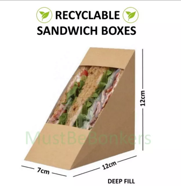 Kraft Cardboard Sandwich Holder Wedges ~ Cafe Takeaway Packs ~ Deep Fill Large