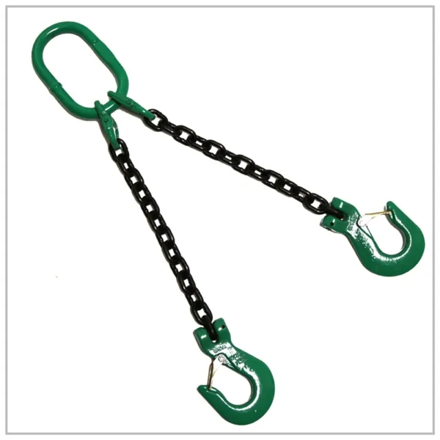 American Made 3/8" x 6' ft Grade 100 Double Leg Lifting Chain Sling Rigging Tow