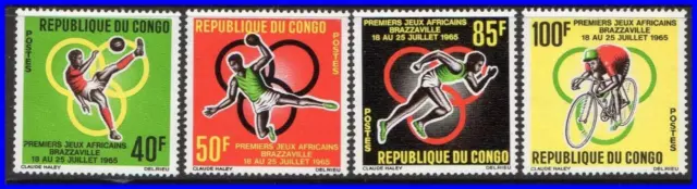 Congo Pr 1965 SPORTS Jeux MNH Football, Cyclisme, Noir Héritage