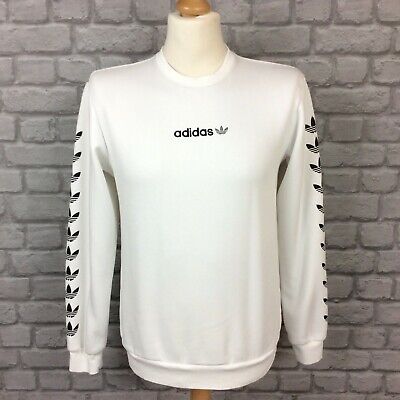 Adidas Original Mens White Repeat Logo Crew Neck Sweatshirt Jumper Rrp Â£50 A