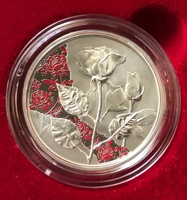 Austria 2021 The Rose Moneta Argento Colorata 10 € Coin Rosa Amore San Valentino