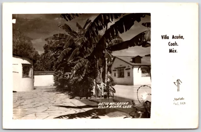 Postcard Street View Villa Acuna Coah. Coahuila Mex Mexico real photo RPPC