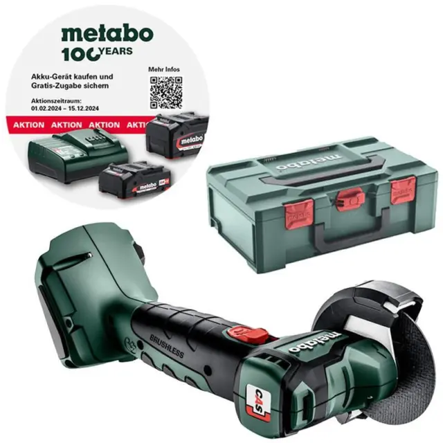 Metabo Akku Winkelschleifer CC 18V LTX BL Ø 76mm Solo ohne Akku/Lader metaBOX