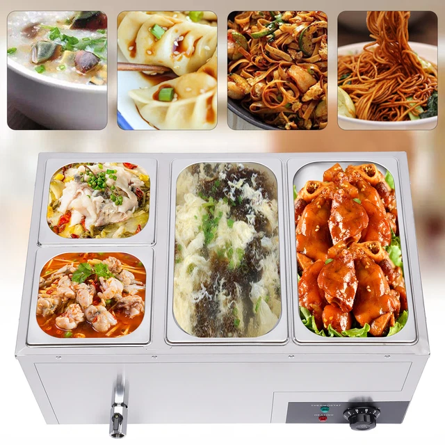 Commercial Food Warmer Commercial 4-Pan Buffet Food Warmer Stainless Steel 850W