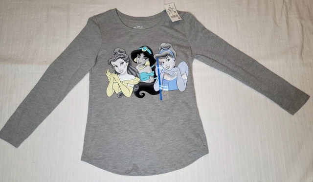 Girls Shirt Disney Princess Gray Graphic Large 10/12