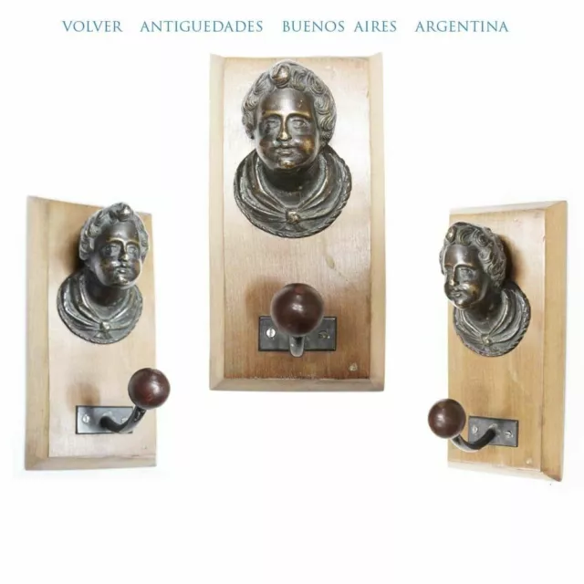 Interesting old coat hat rack french putto puttini boy bronze head