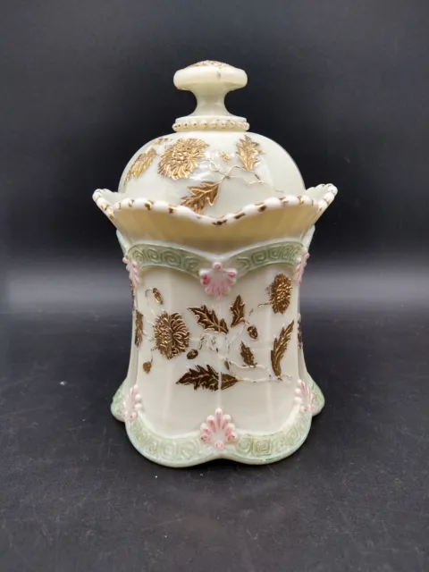 EAPG Northwood Custard Glass Chrysanthemum Sprig Sugar Pagoda