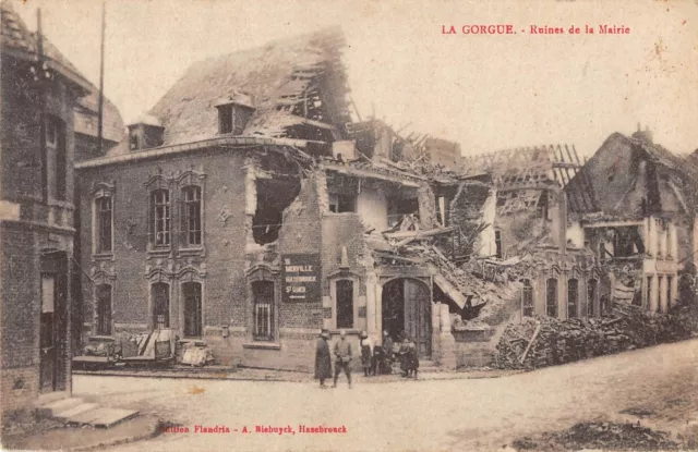 Cpa 59 La Gorgue Ruins Of The Town Hall
