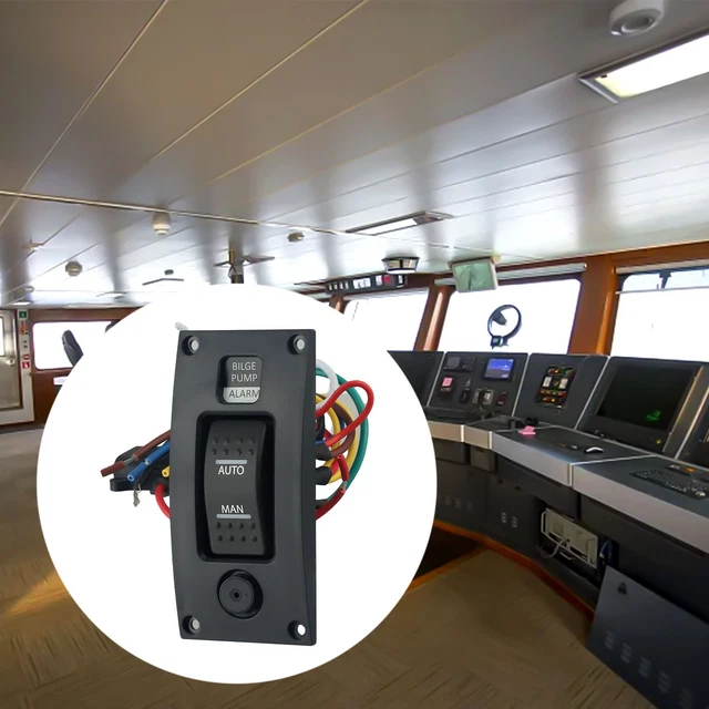 Panneau Interrupteur Pompe De Cale 12V/24V - Auto/OFF/Manuel Avec LED Et Porte-Fusible 15A - Pour Bateau