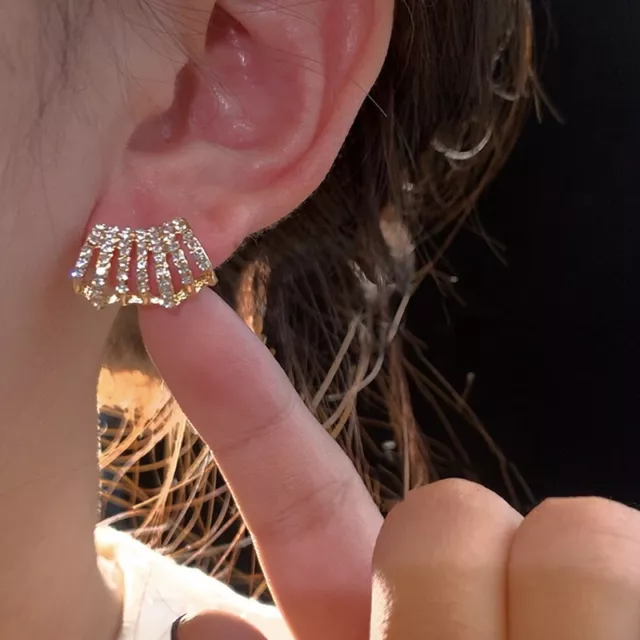 1Pair Personalized Niche Inlaid Diamond Stud Earrings Women Wedding Ear Jewelry