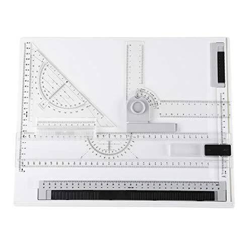 Kit Disegno Professionale Tavolo Da Disegno Tecnico A4 Hocadon - Con Regole Parallele E Goniometro | Per Studenti E Ingegneri Set Da Disegno