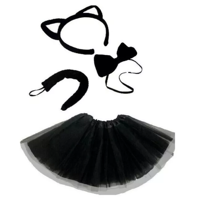 Kids Witches Black Cat Fancy Dress Halloween Costume  TUTU Accessory Set UK