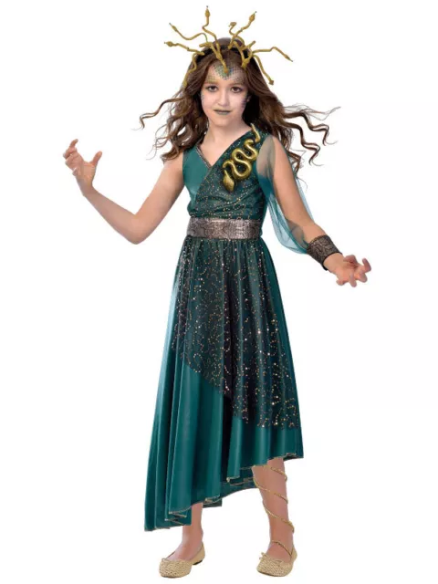 Child Girls Medusa Greek Roman Girl Book Week Halloween Kids Fancy Dress Costume