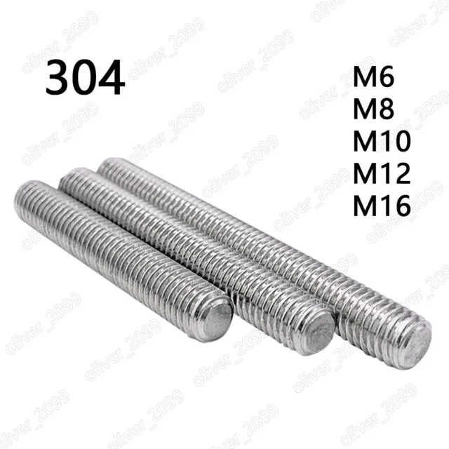 M6 M8 M10 M12 M16 304 Stainless Steel Threaded Rods Metric Thread Stud Bolts