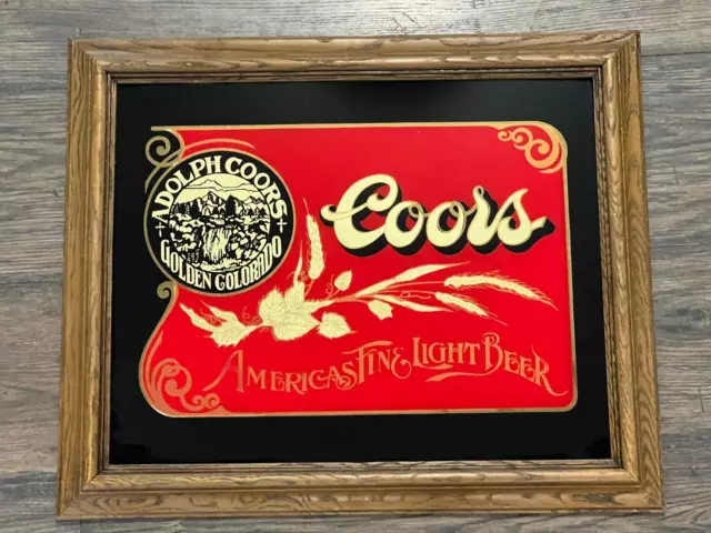 Vintage Adolf Coors Beer Mirror Sign Original Gold Leaf Reverse Print Excel