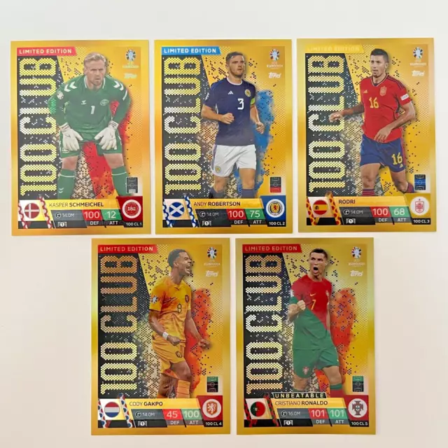 TOPPS Match Attax EURO EM 2024 Germany - All 5 "100 Club" CL 1-5 - Complete