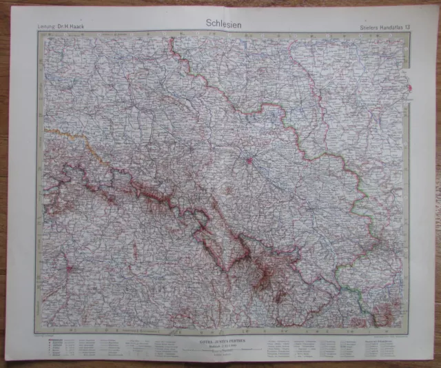 Schlesien Deutschland Germany - Kupferstich 1926 Alte Landkarte Antique Map