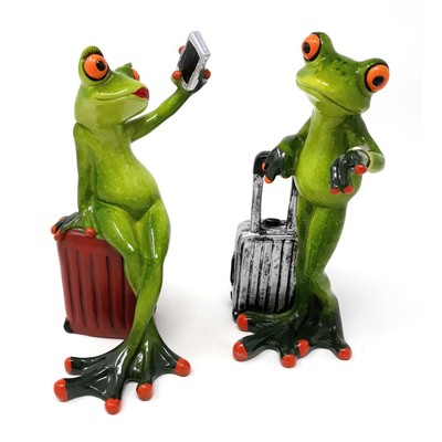 formano frosch rudi sportler auf fahrrad mit rucksack kunststein 768933