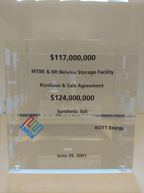 Enron Lucite Display Purchase & Sale Agreement Promo Stock Certificate Enron Lucite Display Purchase & Sale Agreement Promo Stock Certificate