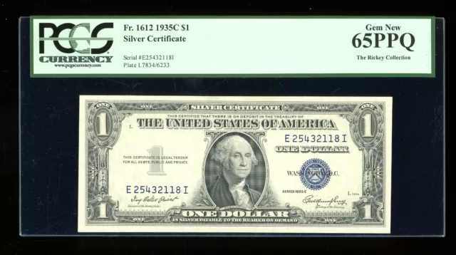 DBR 1935-C $1 Silver Gem Fr. 1612 EI Block PCGS 65 PPQ Serial E25432118I