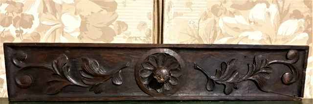 Rosette scroll leaves wood carving pediment Antique french architectural salvage